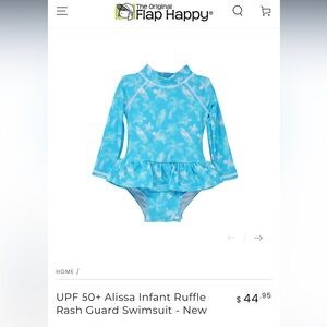 Flap Happy UPF 50+ Alissa Infant Ruffle Rash guard NWT 12M